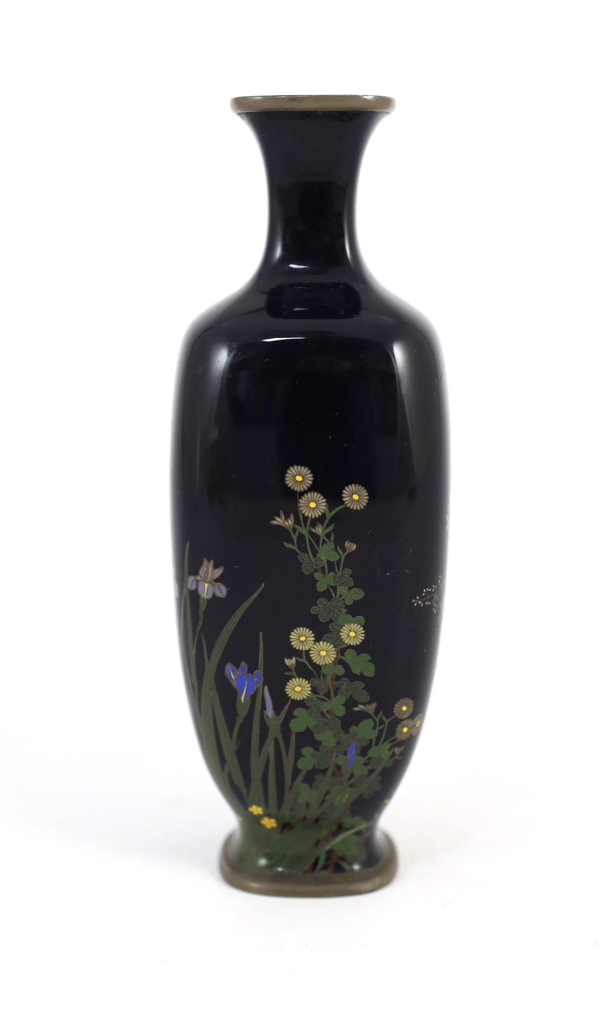 A Japanese silver wire cloisonné enamel vase, Meiji period, manner of Hayashi Kodenji, 15cm high